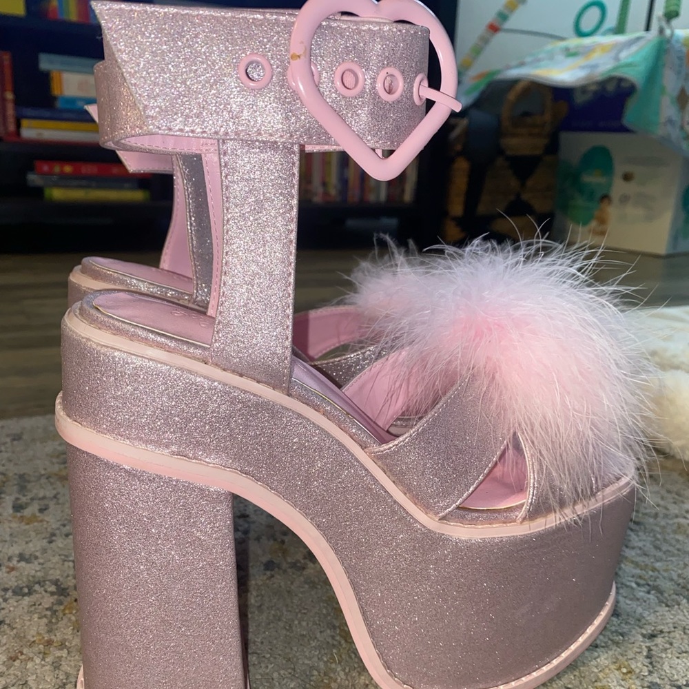Sugar Thrillz pink platform heels